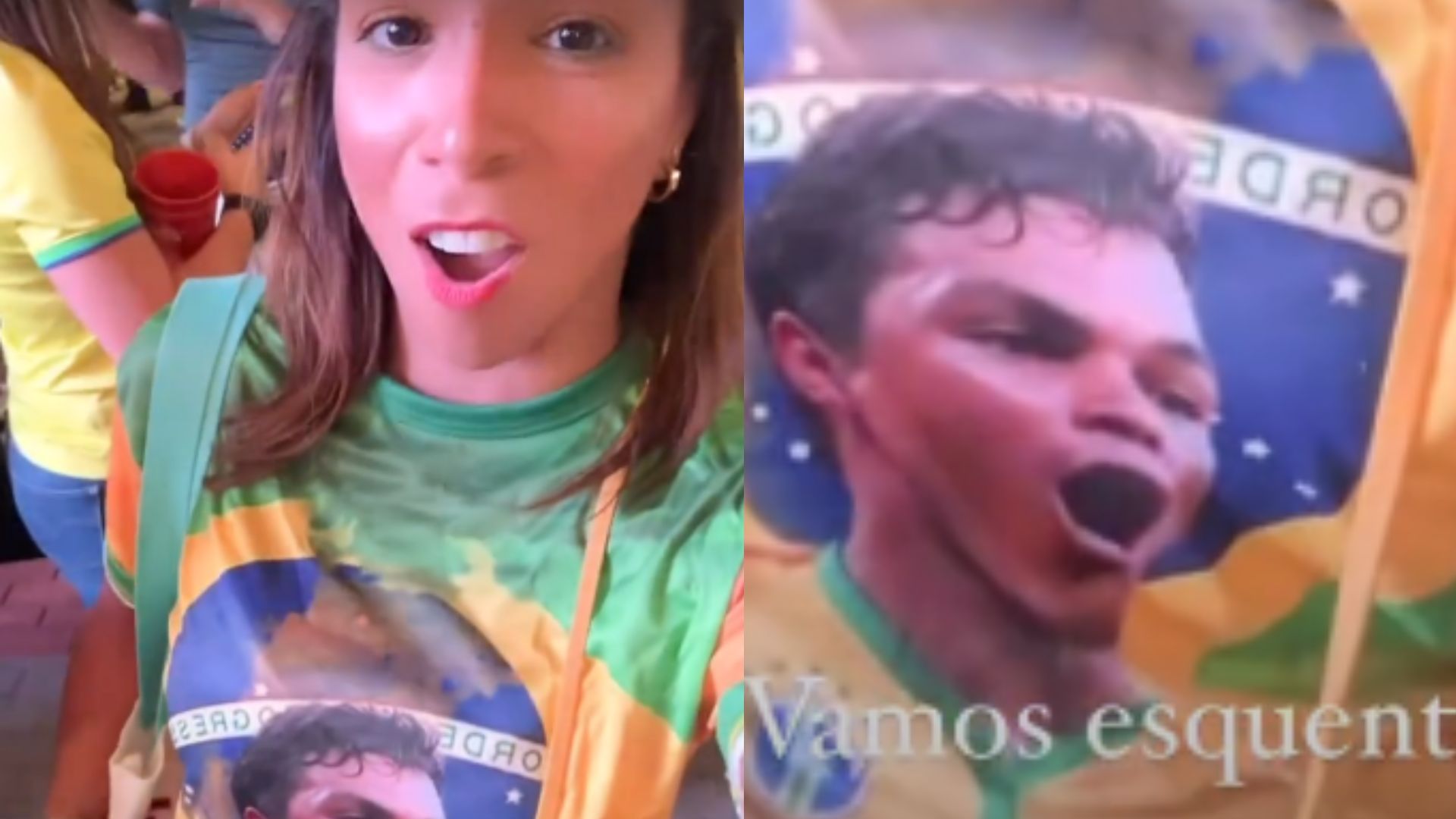 Belle Silva surge no Catar usando camiseta com rosto de Thiago Silva