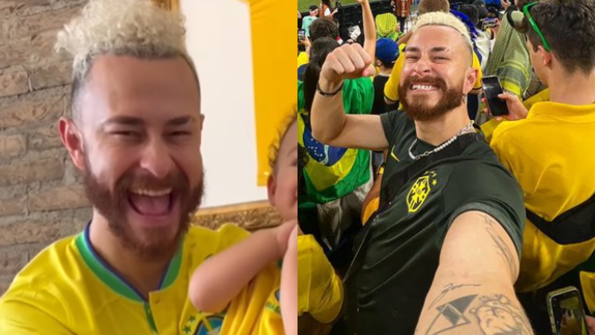 Fred visita filho para ver jogo do Brasil pela Copa do Mundo