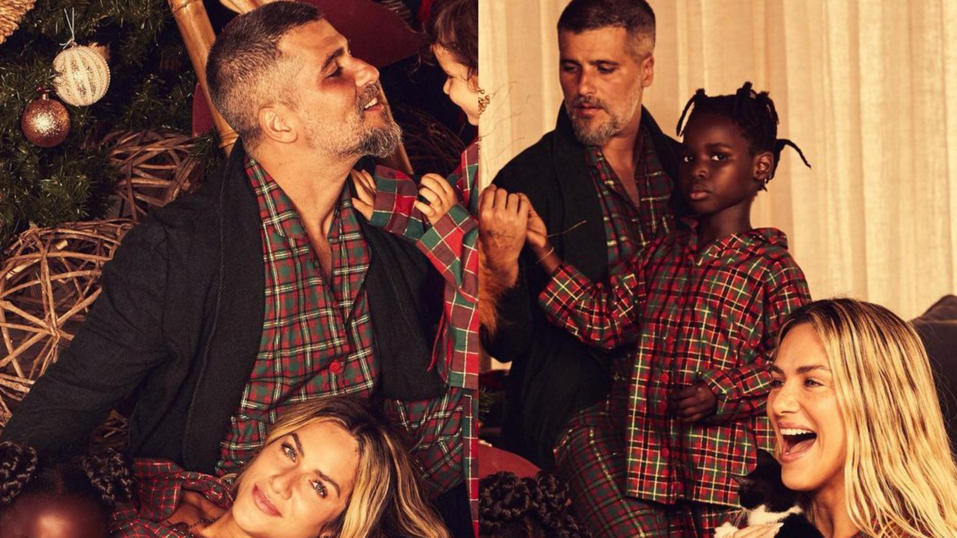 No Natal, Giovanna Ewbank e Bruno Gagliasso combinam looks com os filhos