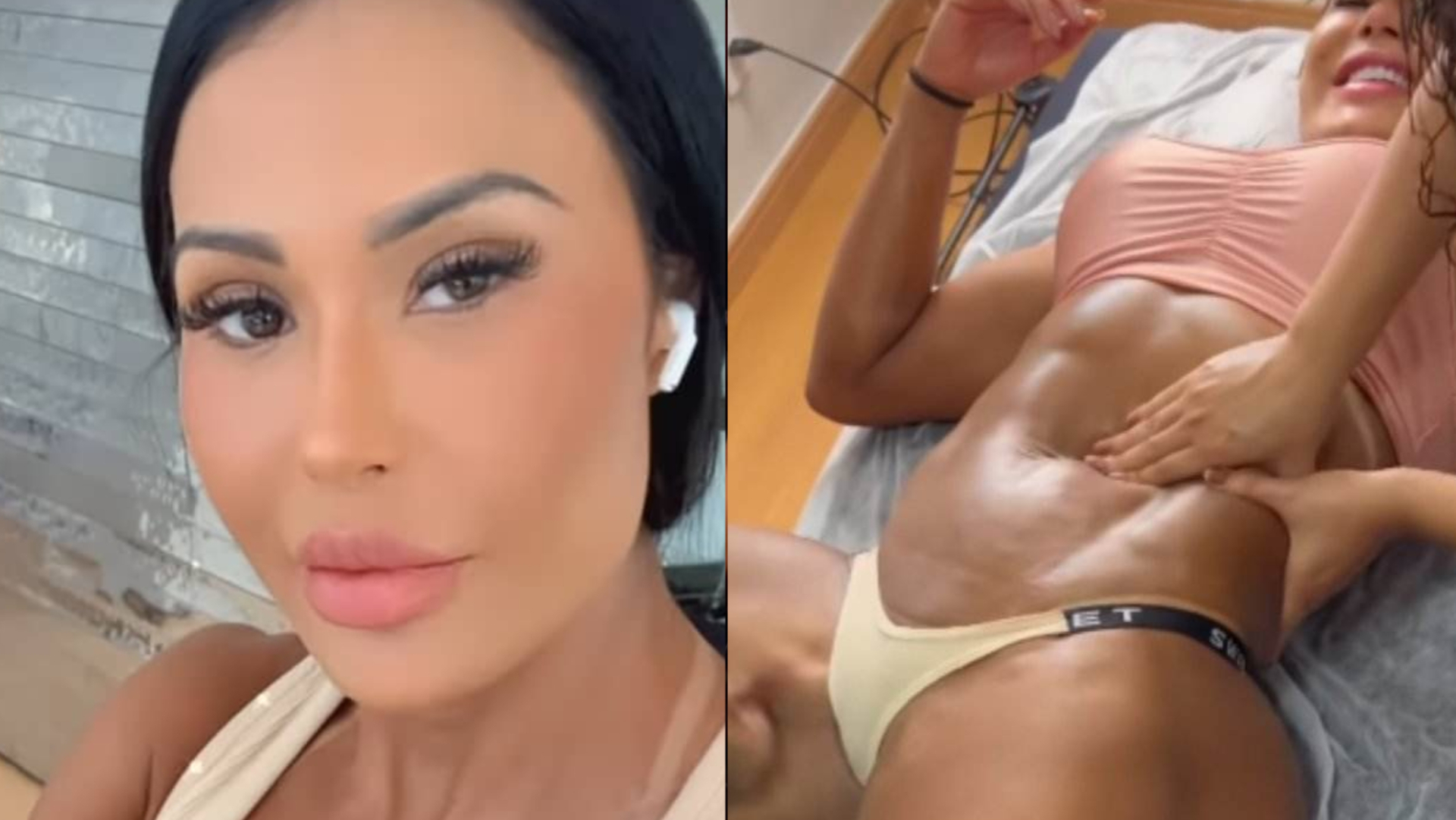 Quase pelada, Gracyanne Barbosa tem curvas ‘massacradas’ durante massagem