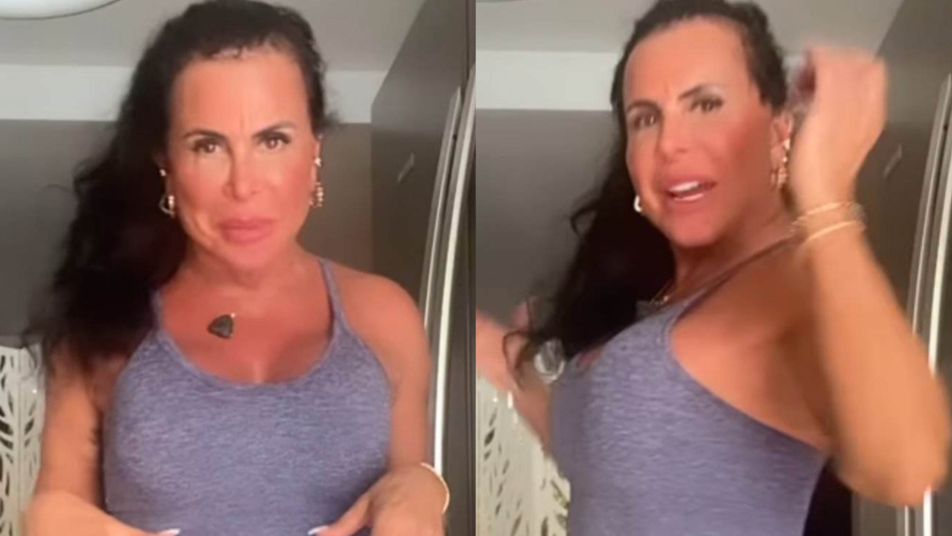 De macaquinho, Gretchen ostenta corpaço escultural para treinar: ”Maravilhosa demais”