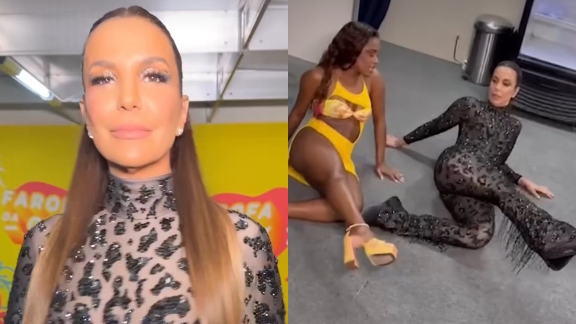 No chão, Ivete Sangalo aprende coreografia com MC Rebecca, que exalta: ”Você é luz!”