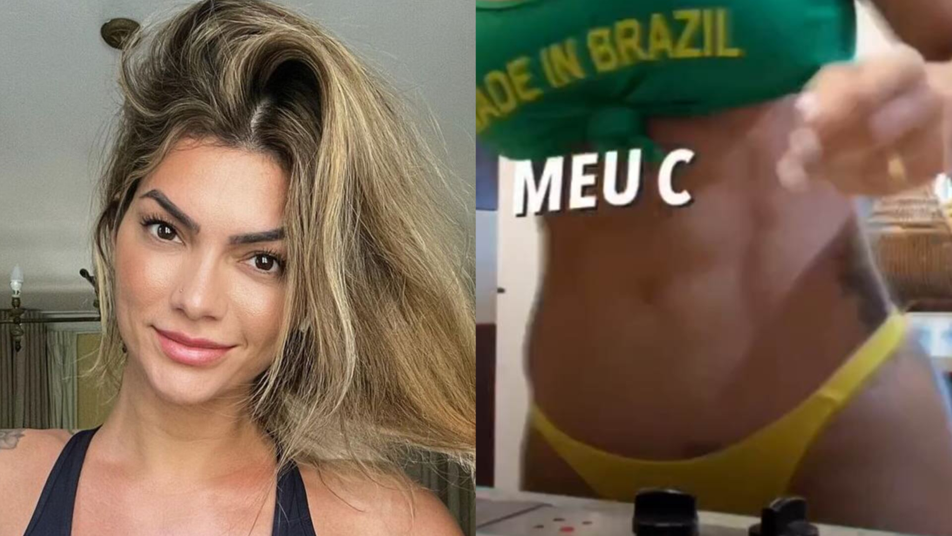 Só de top e calcinha, Kelly Key faz seu café da manhã em clima da Copa: ”Mamãe tá on”
