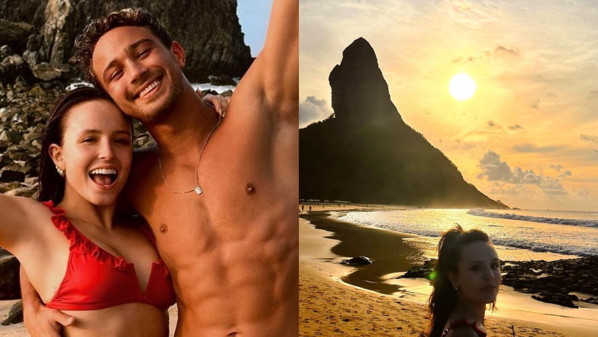 Larissa Manoela surge agarradinha com André Luiz Frambach em Noronha: ”Modo férias on”