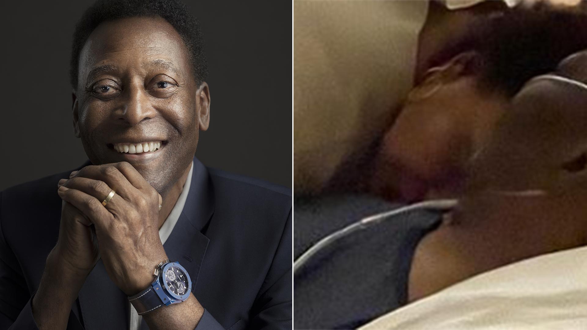 Pelé aparece abraçado com a filha no hospital: ‘Seguimos na luta’