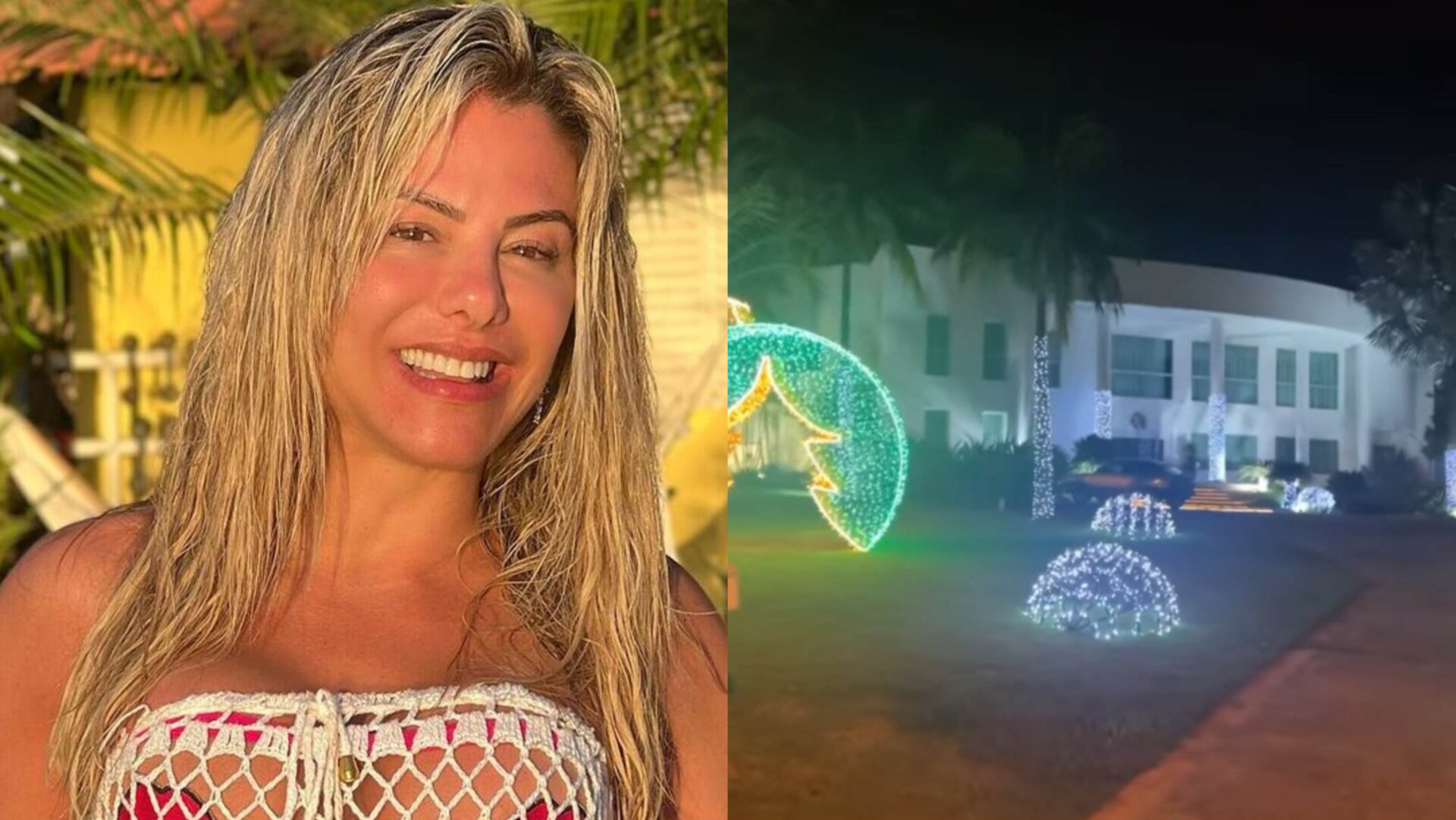 Poliana Rocha impressiona ao mostrar decoração de Natal de seu jardim