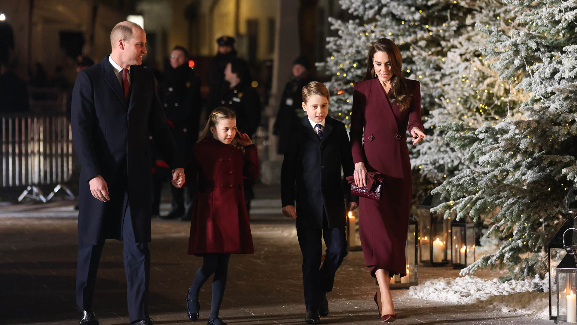 Príncipe William, princesa Charlotte, príncipe George e Kate Middleton
