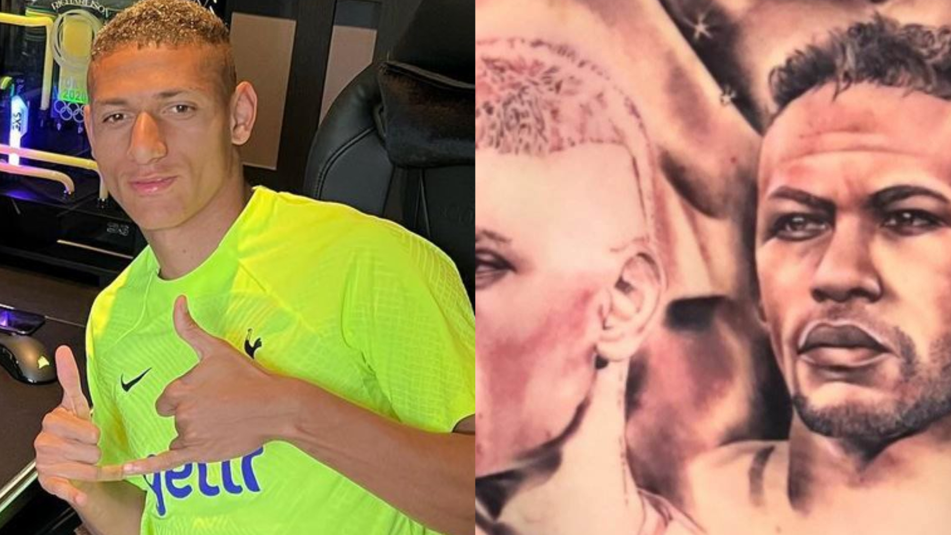 Richarlison mostra como ficou tatuagem com rosto de Neymar e Ronaldo: ”Quase pronta”