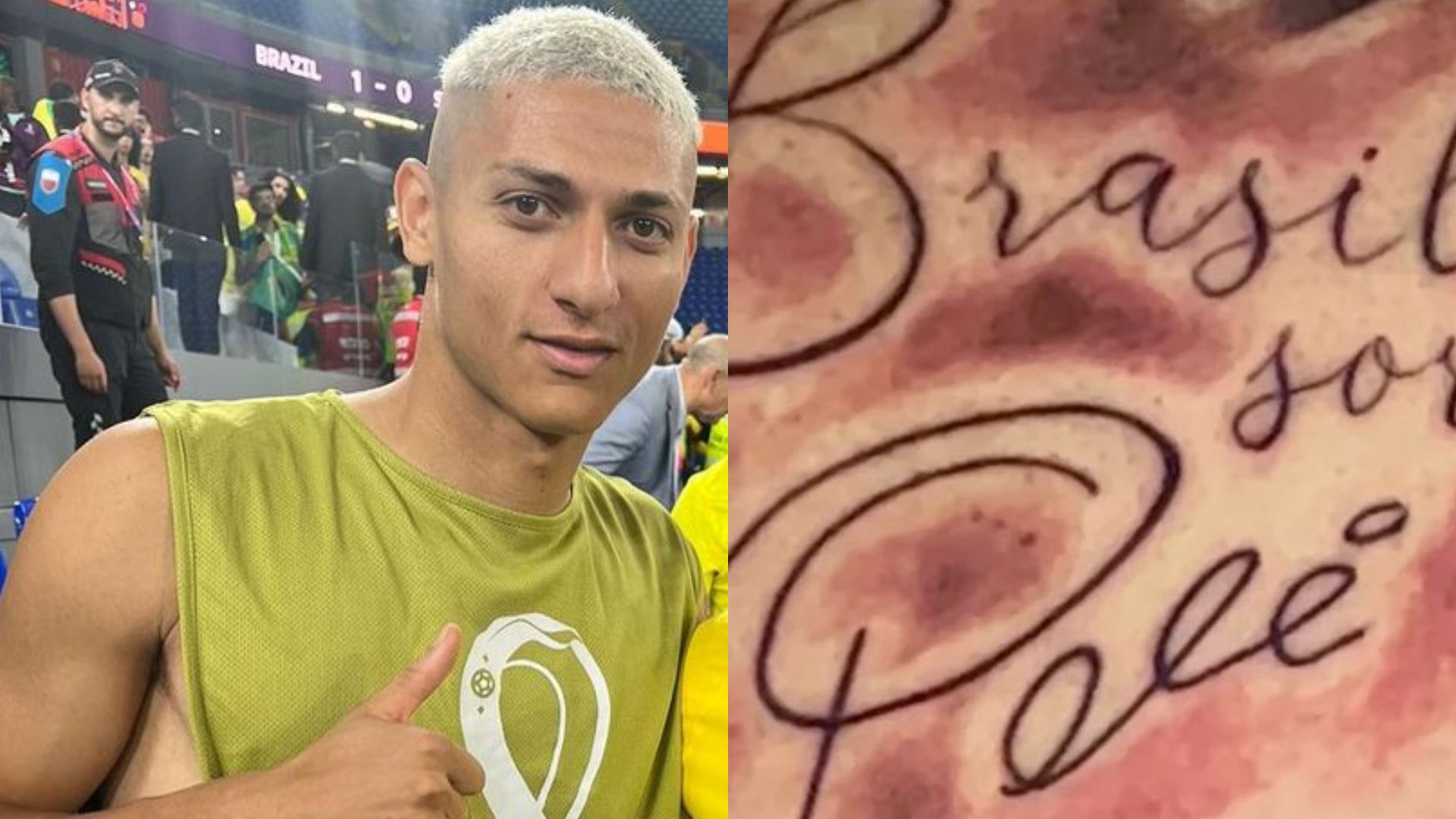Richarlison faz tatuagem em homenagem ao eterno Rei do Futebol, Pelé: “Queria encontrar com ele!”