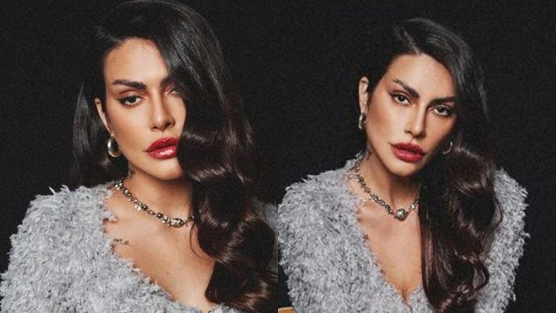 Sem sutiã, Cleo surge com look atrevido e decote quase mostra demais