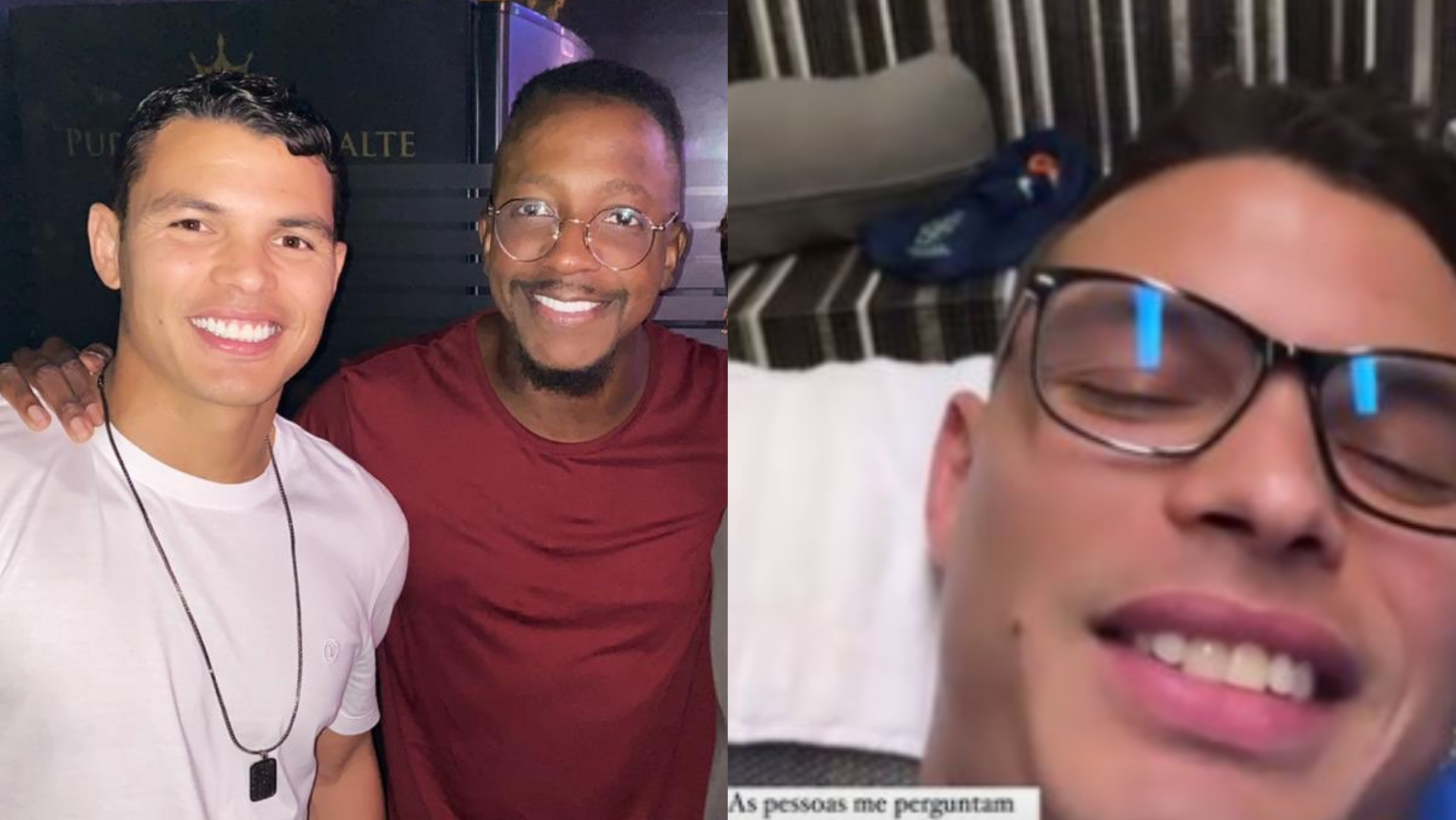 Thiago Silva surge em chamada de vídeo com Mumuzinho e pede: ”Para de ligar de madrugada”