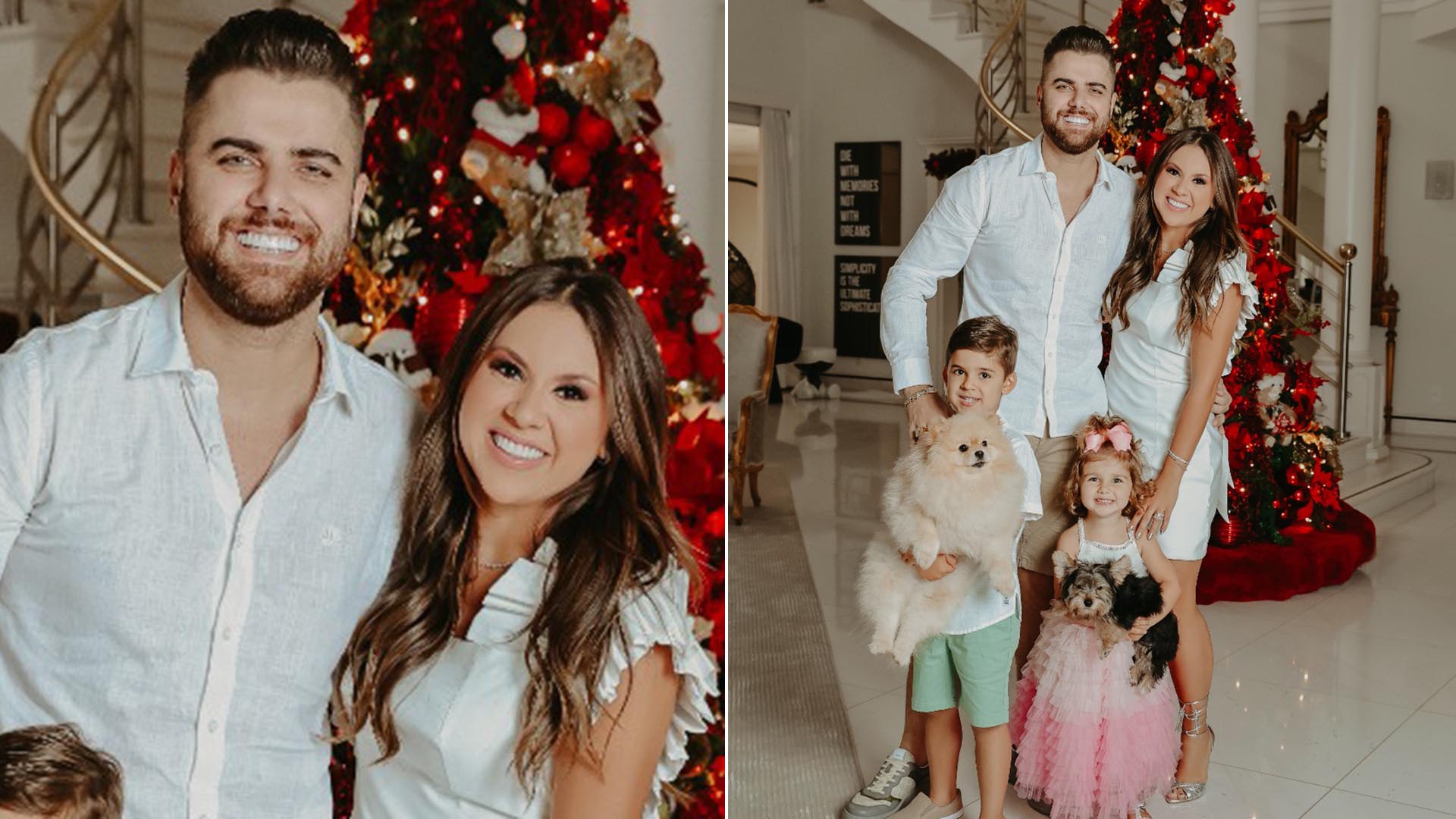 Zé Neto e Natália Toscano fazem ensaio de Natal com os filhos