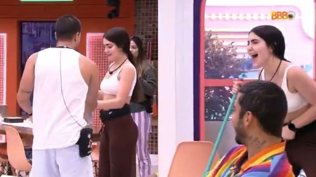 BBB22: Jade Picon aprende a varrer a casa com Arthur Aguiar: “Estou aprendendo muita coisa”