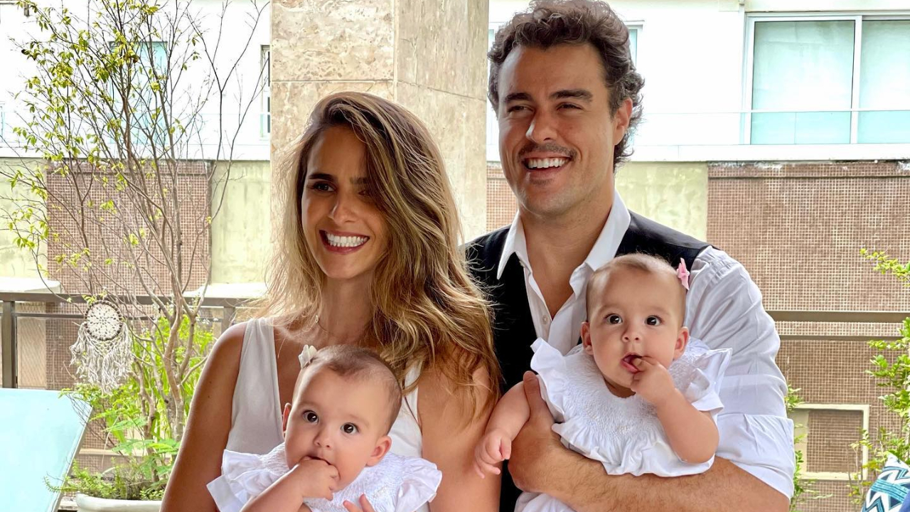 Marcella Fogaça e Joaquim Lopes recriam foto com as filhas e encantam: ”Melhor escolha da minha vida”