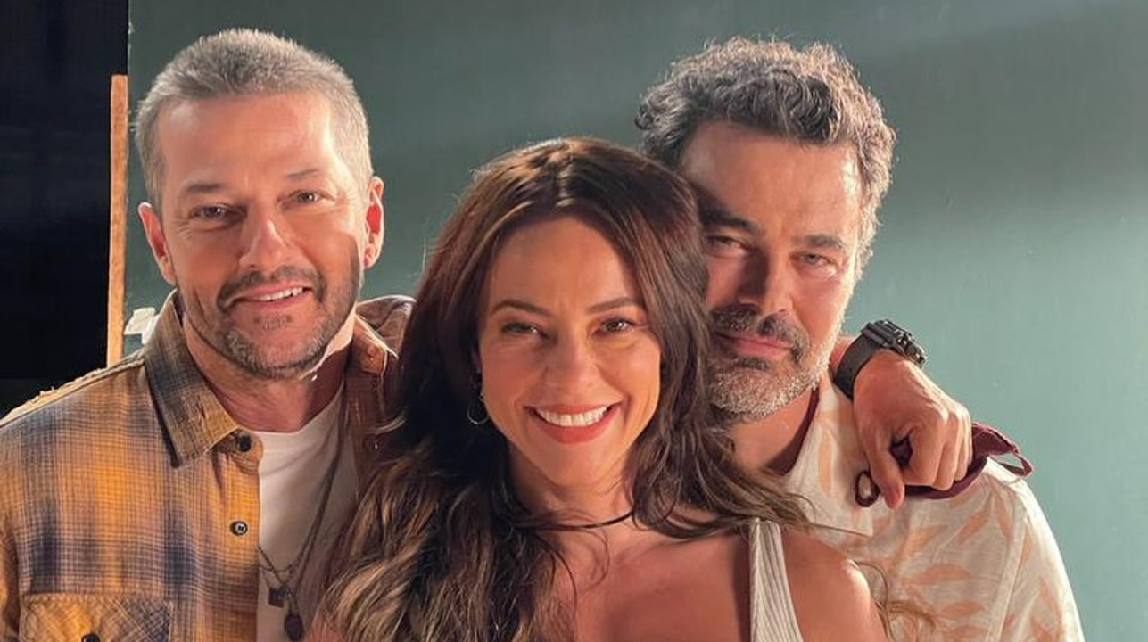 Marcelo Serrado surge com Paolla Oliveira e Carmo Dalla Vecchia em gravação de ‘Cara e Coragem’: ”Ansioso para ver esse trio”