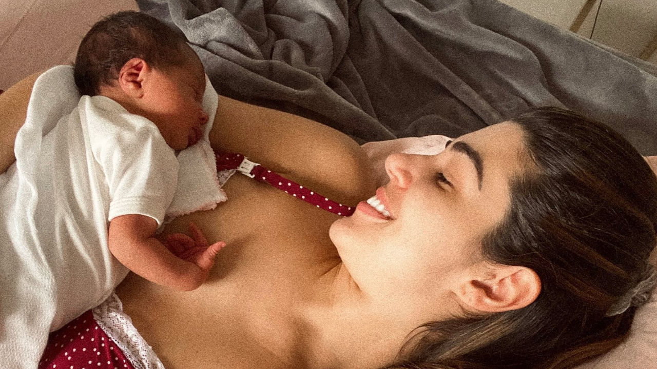 Vivian Amorim divide fotos do ensaio newborn da filha, Malu: ”Amor que não cabe no peito”