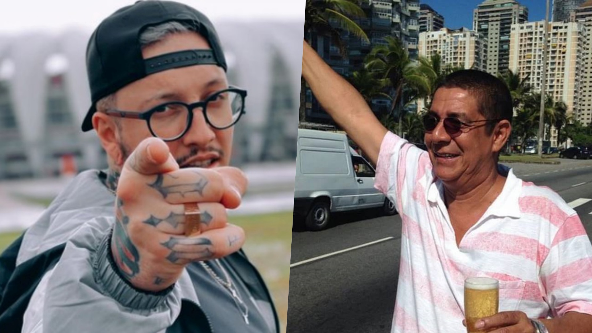 Jean Poloni recria foto icônica de Zeca Pagodinho e o homenageia em tatuagem: ”Ele é tipo um estilo de vida”