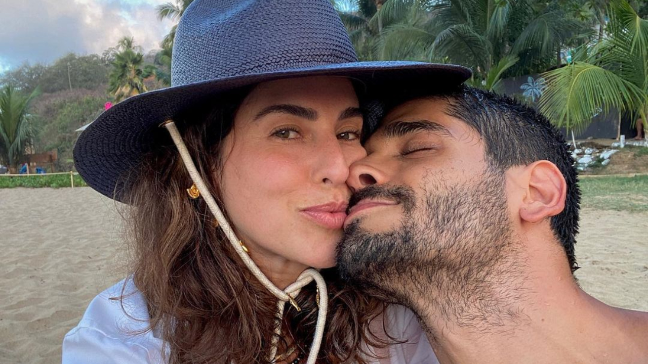 Fernanda Paes Leme surge em clima de romance com o namorado, Victor Sampaio