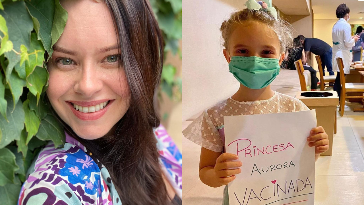 Mari Bridi se emociona com a vacinação de sua filha de 7 anos: ”Chorando de alegria”