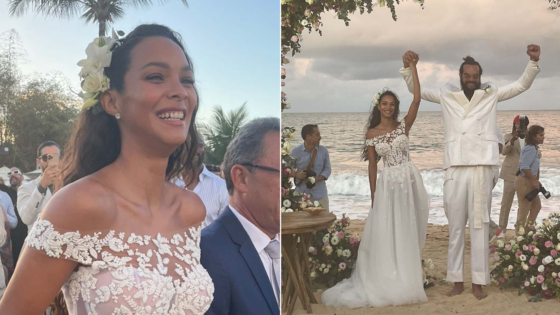 Lais Ribeiro se casa com o ex-jogador de basquete Joakim Noah na praia