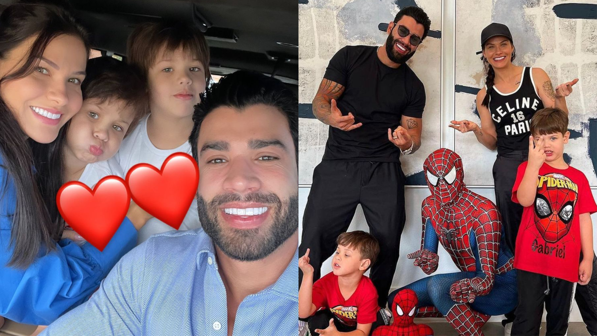 Andressa Suita e Gusttavo Lima curtem parque em Orlando com os filhos: ”Família linda”