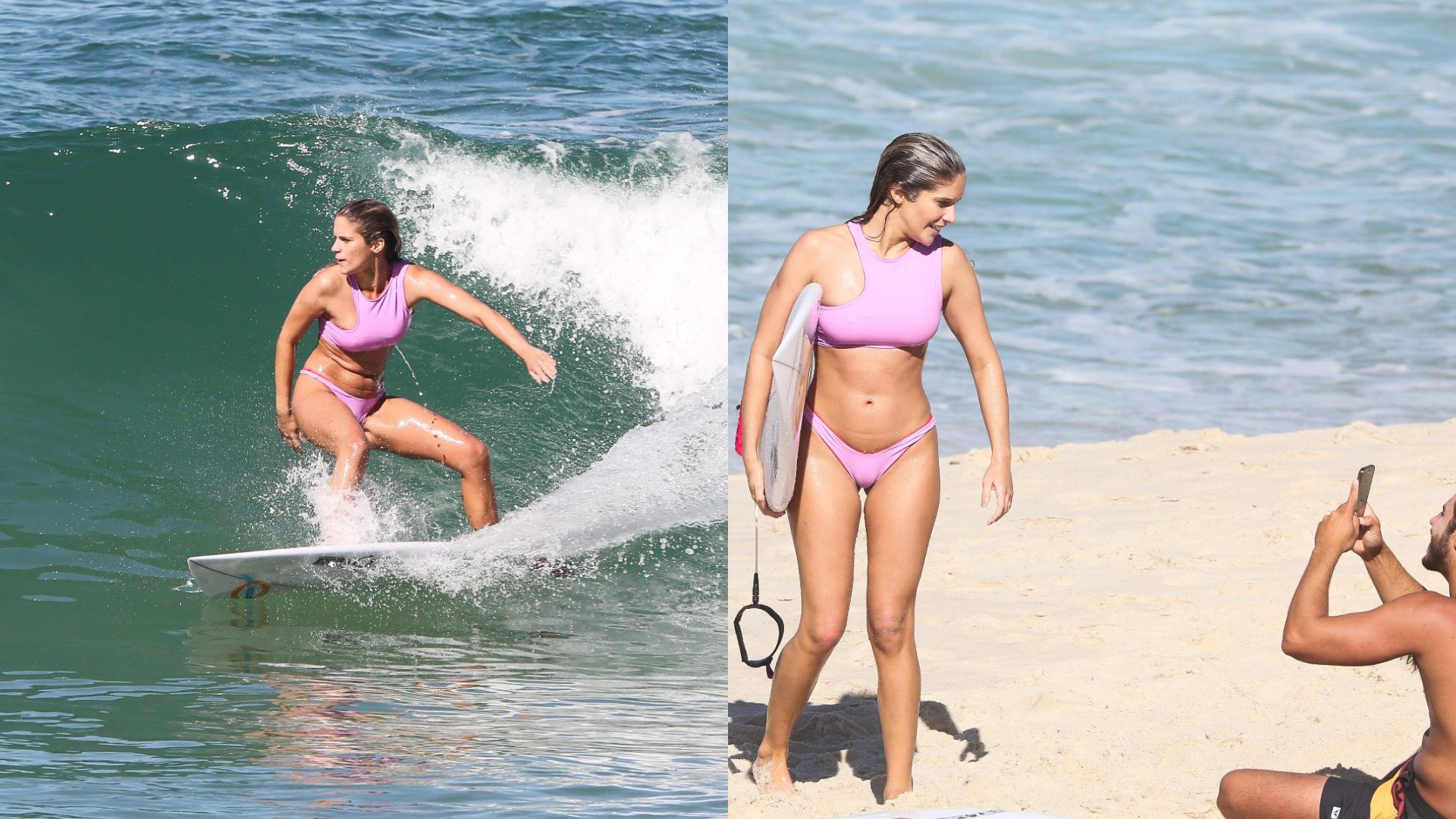 Isabella Santoni curte dia na praia ao lado do namorado, Caio Vaz