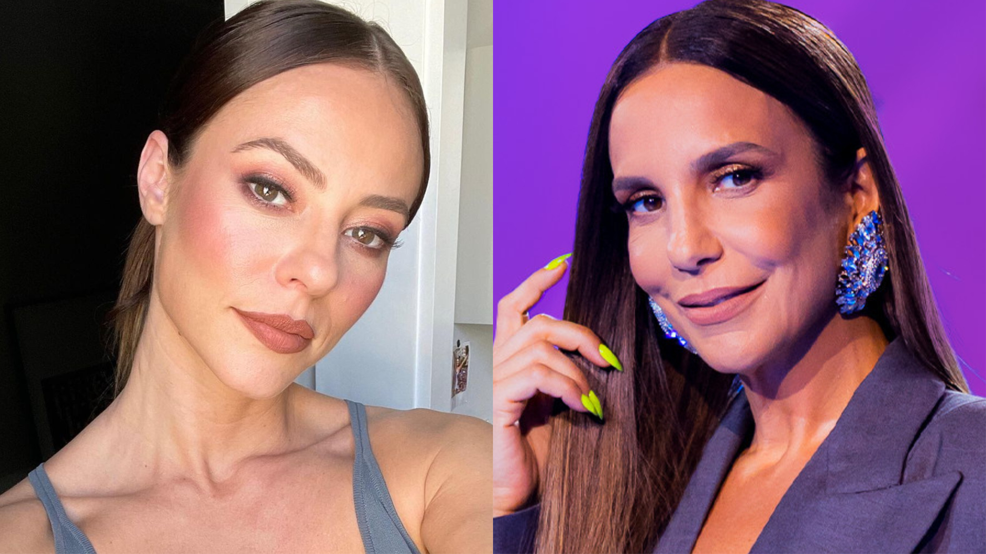 Paolla Oliveira tieta Ivete Sangalo em gravação de novo programa na Globo