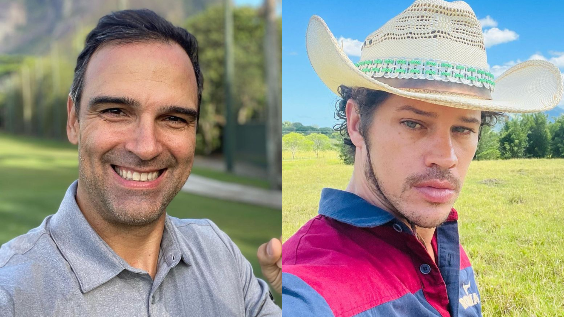 Tadeu Schmidt e José Loreto se encontram nos Estúdios Globo e brincam: ”Tadeu e Tadeu”