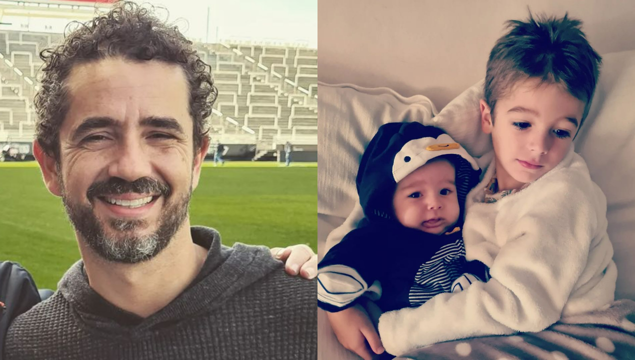 Felipe Andreoli esbanja alegria ao surgir coladinho com os filhos e encanta web: ”Que fofura!”