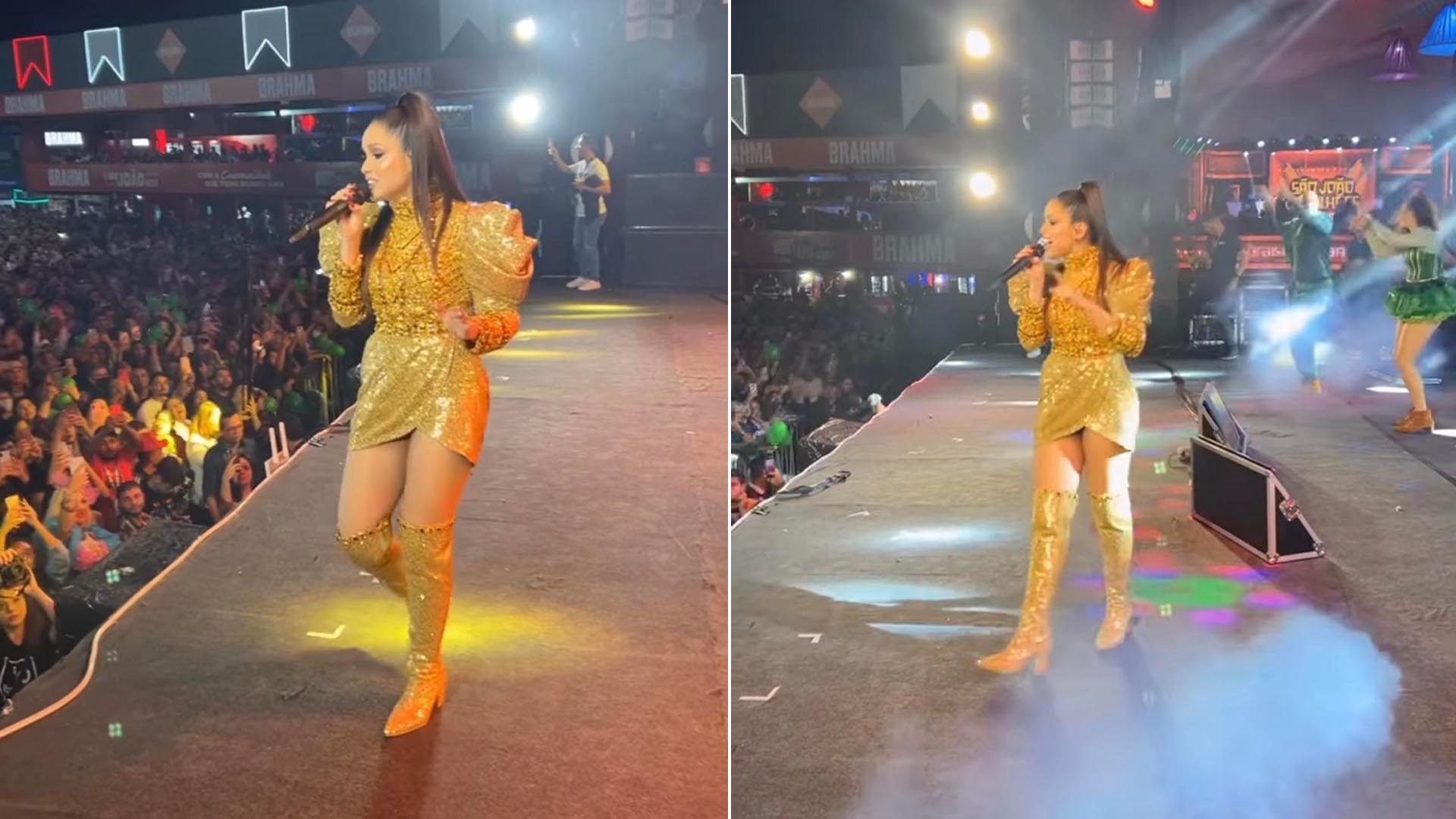 Ex-BBB Juliette usa look dourado em show de São João em Campina Grande