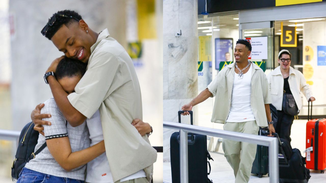 Atleta e ex-BBB Paulo André é tietado por fãs em aeroporto no Rio de Janeiro