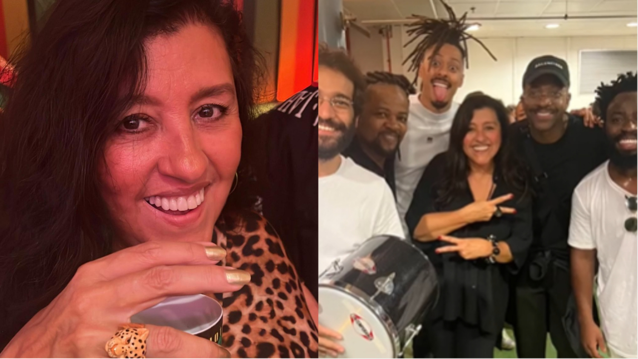Regina Casé curte roda de samba com famosos: ”O Esquenta voltou ou é nossa novela nova?”