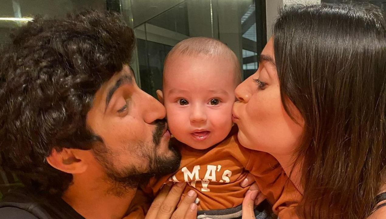 Thaila Ayala e Renato Góes recriam look caipira para o filho, Francisco: ”São João fantasiado de meu pai”