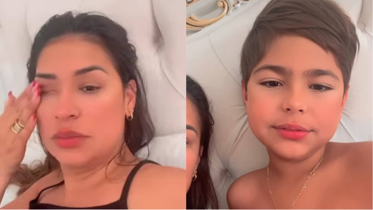 Simone passa a madrugada no hospital com o filho após ele sentir dores
