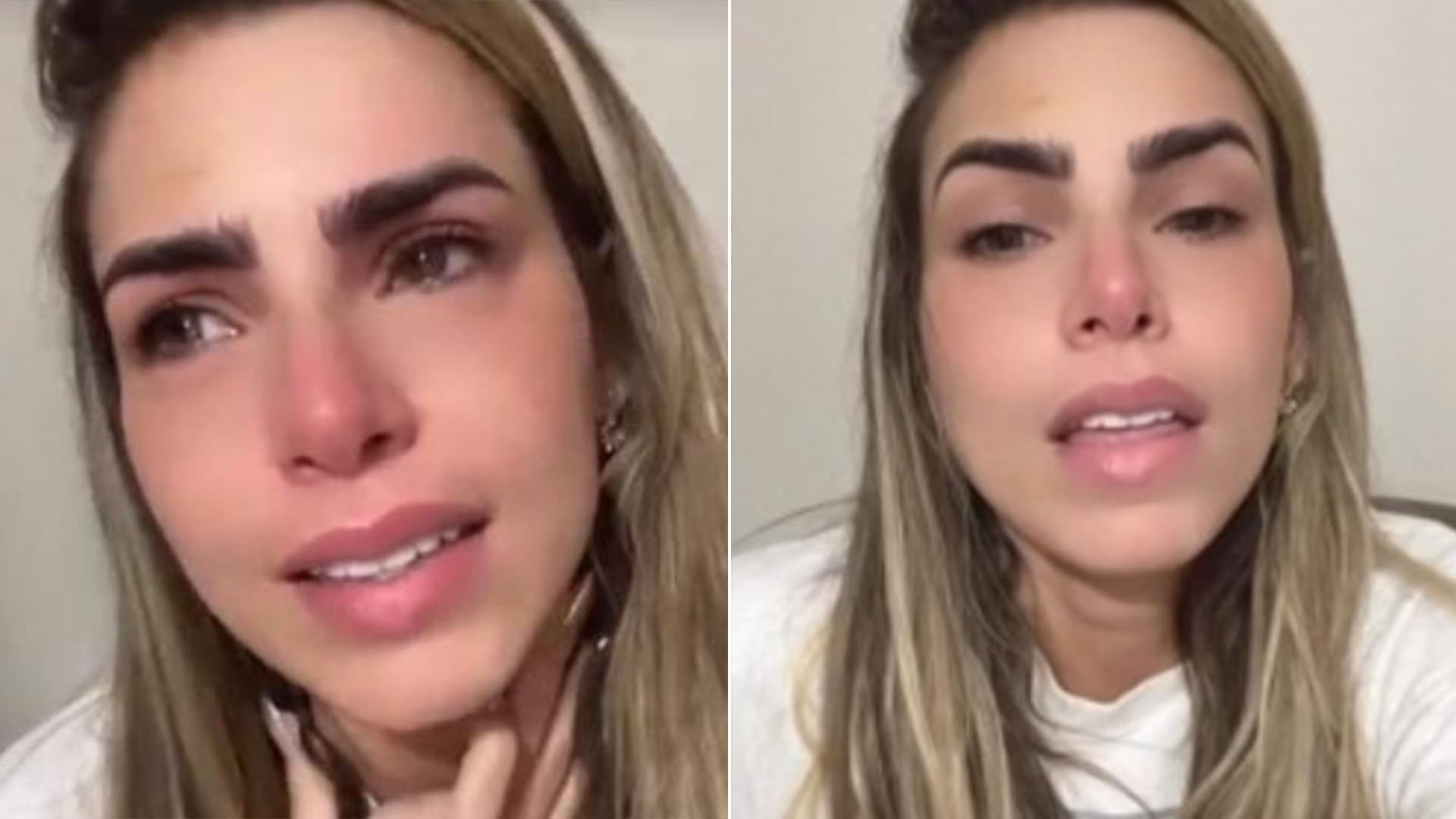 Erika Schneider chora ao falar do fim do namoro com Bil Araújo