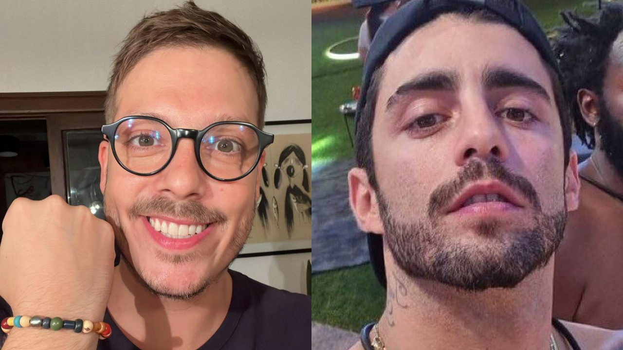 Fábio Porchat se encontra com Pedro Scooby durante programa e brincam: ”Completamente Scoobyzado”