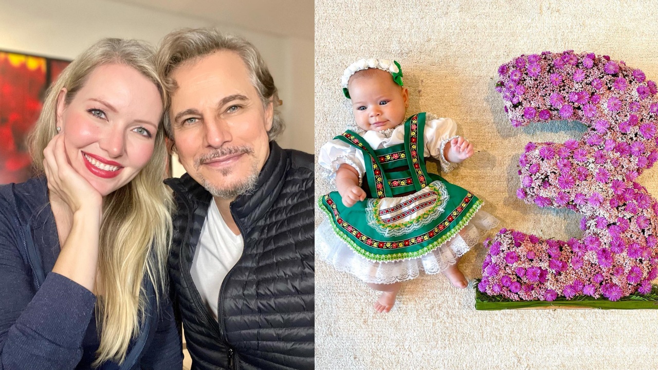 Karin Roepke e Edson Celulari comemoram mesversário da filha com festa temática