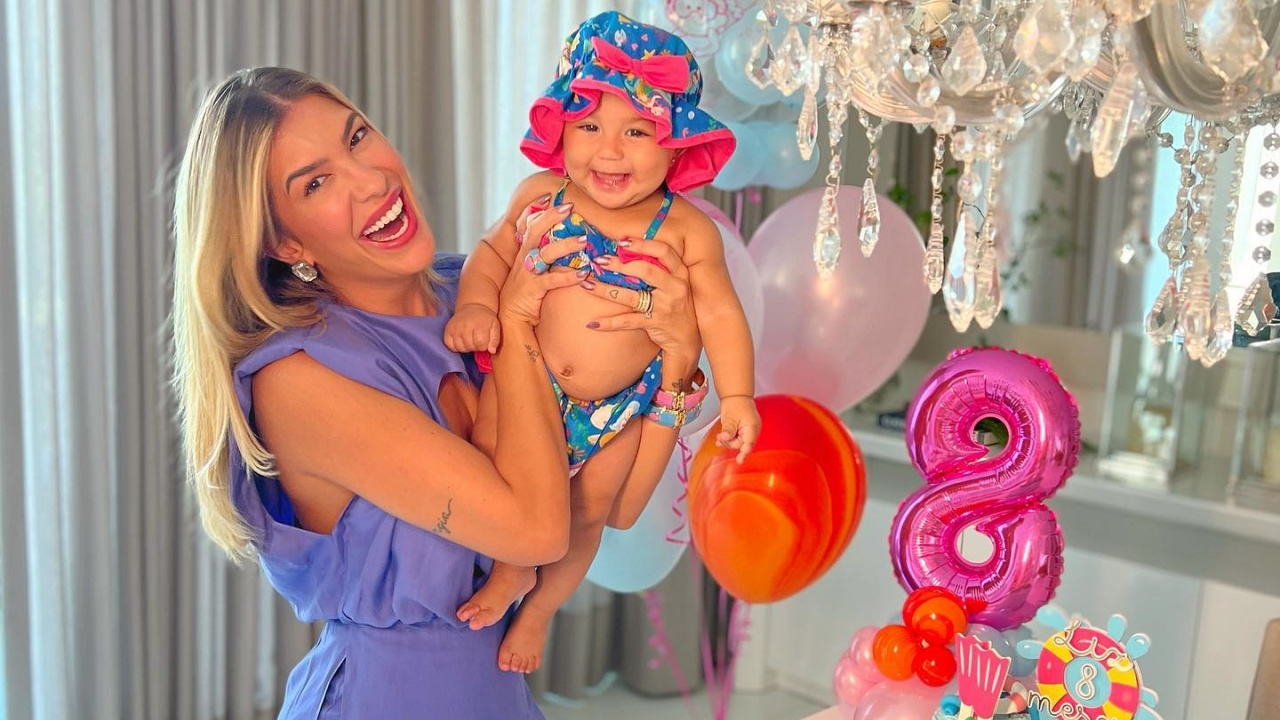 Com festa temática, Lorena Improta celebra o oitavo mês da filha: “Neném sorridente”
