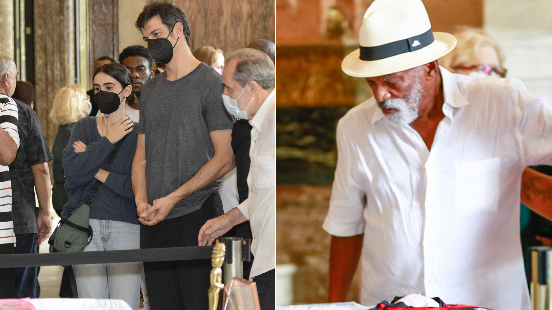 Amigos e familiares se despedem no velório de Milton Gonçalves