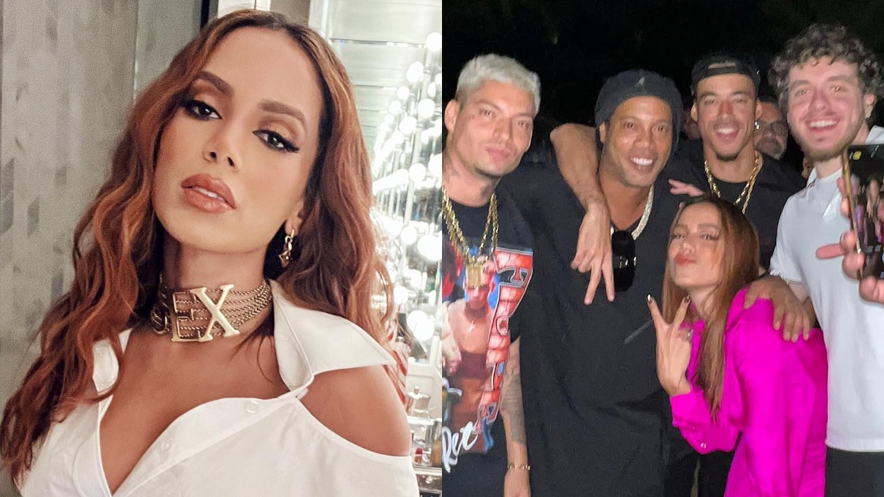 Anitta curte festa de Ronaldinho Gaúcho com o ex-jogador e rappers