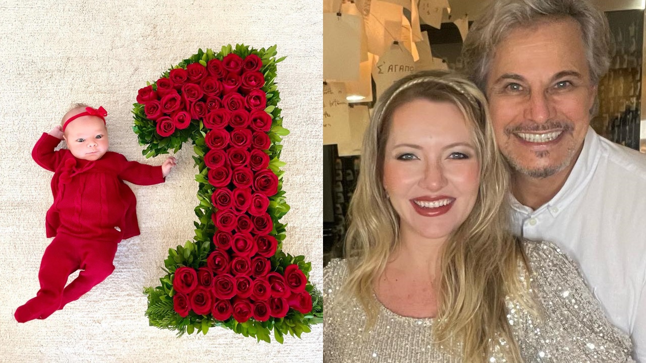 Edson Celulari e Karin Roepke celebram primeiro mês da filha, Chiara