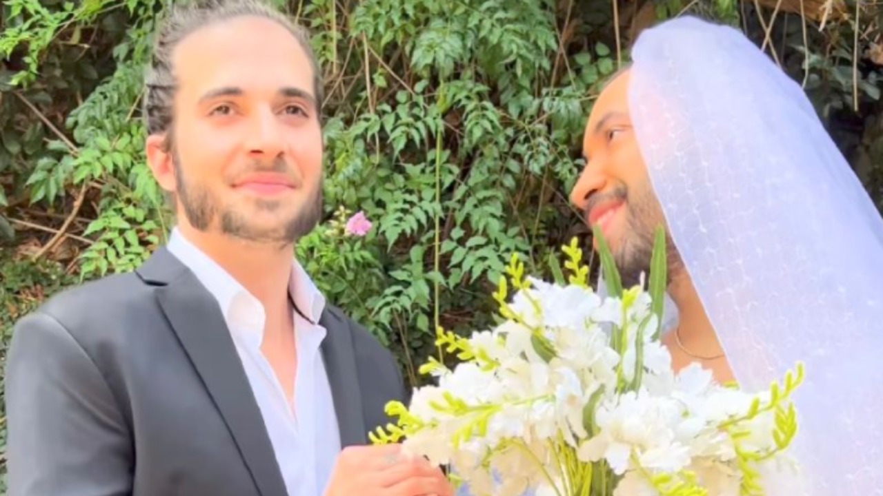 Gil do Vigor se veste de noiva para casar com Fiuk e diverte a web