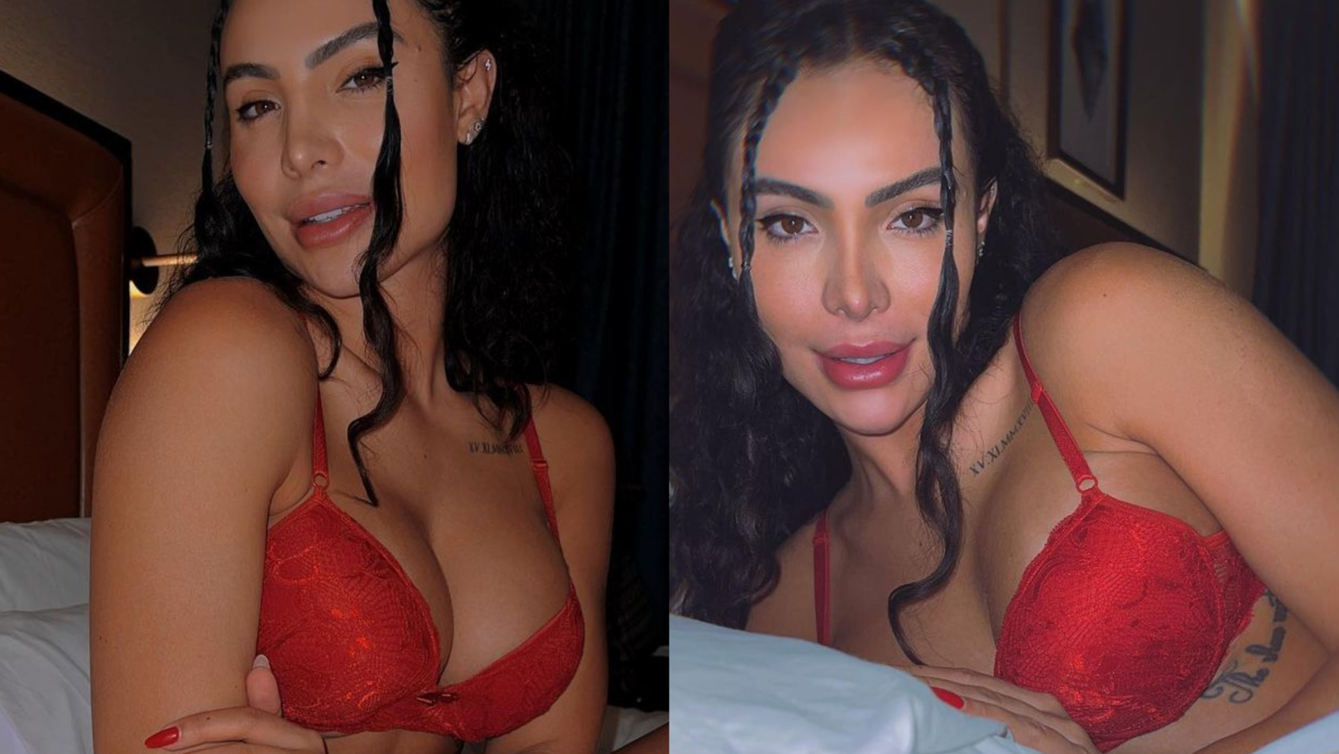 De lingerie vermelha, Aline Mineiro escandaliza ao empinar corpaço na cama: ”Que mulher”
