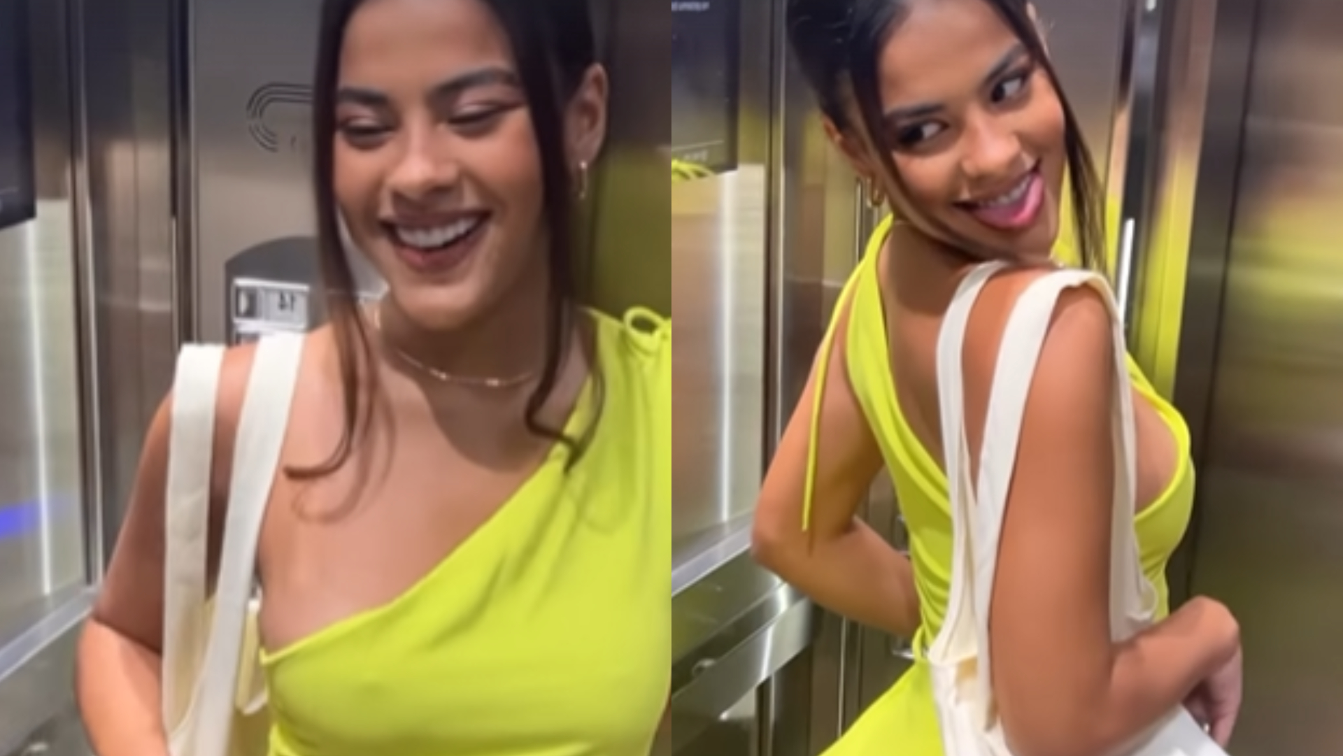 Sem sutiã, Bella Campos arrasa de look justinho e deixa o namorado babando: ”Se verde tá assim…”