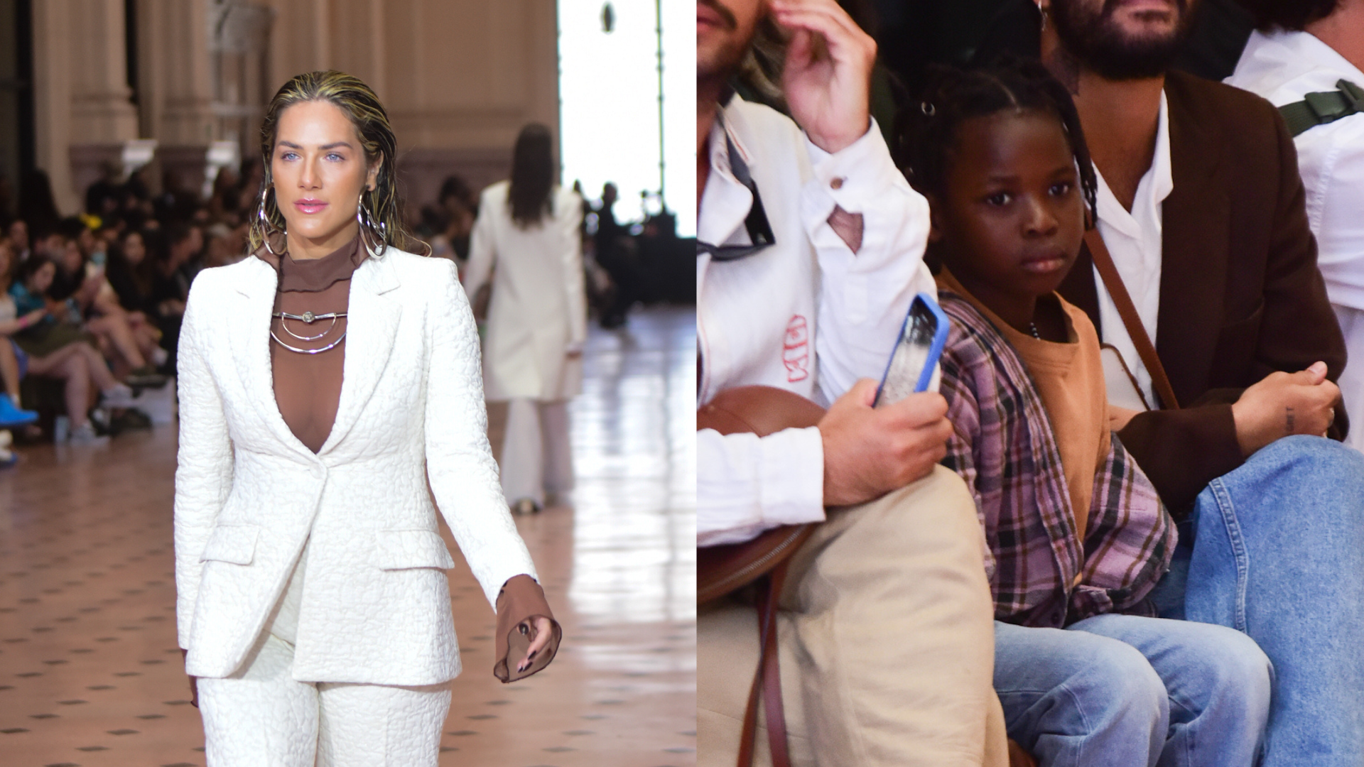 Bless aparece encantado ao ver a mãe Giovanna Ewbank desfilar na SPFW