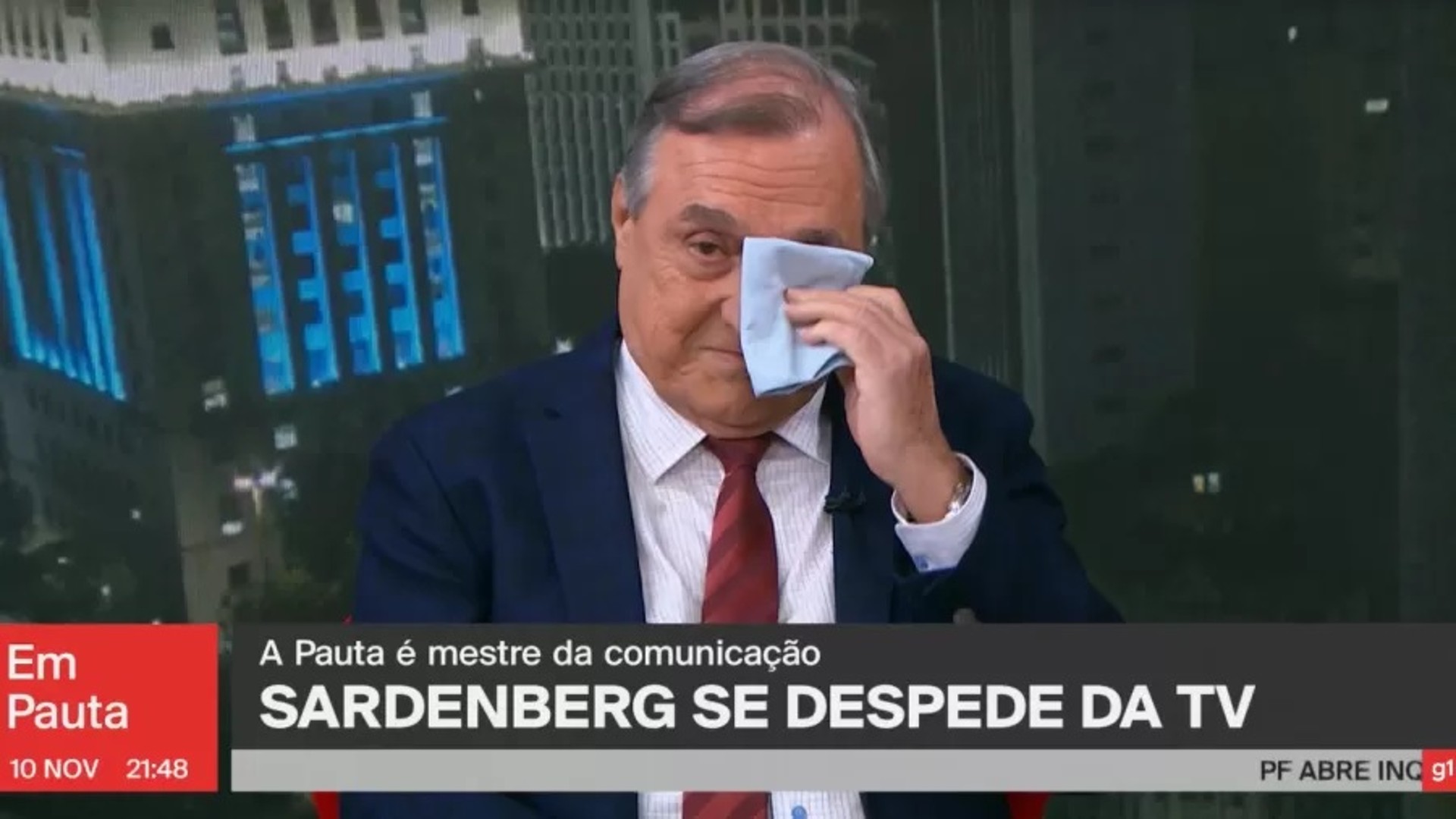 Sardenberg chora ao anunciar saída da Globo ao vivo em telejornal: “Vou curtir a vida”