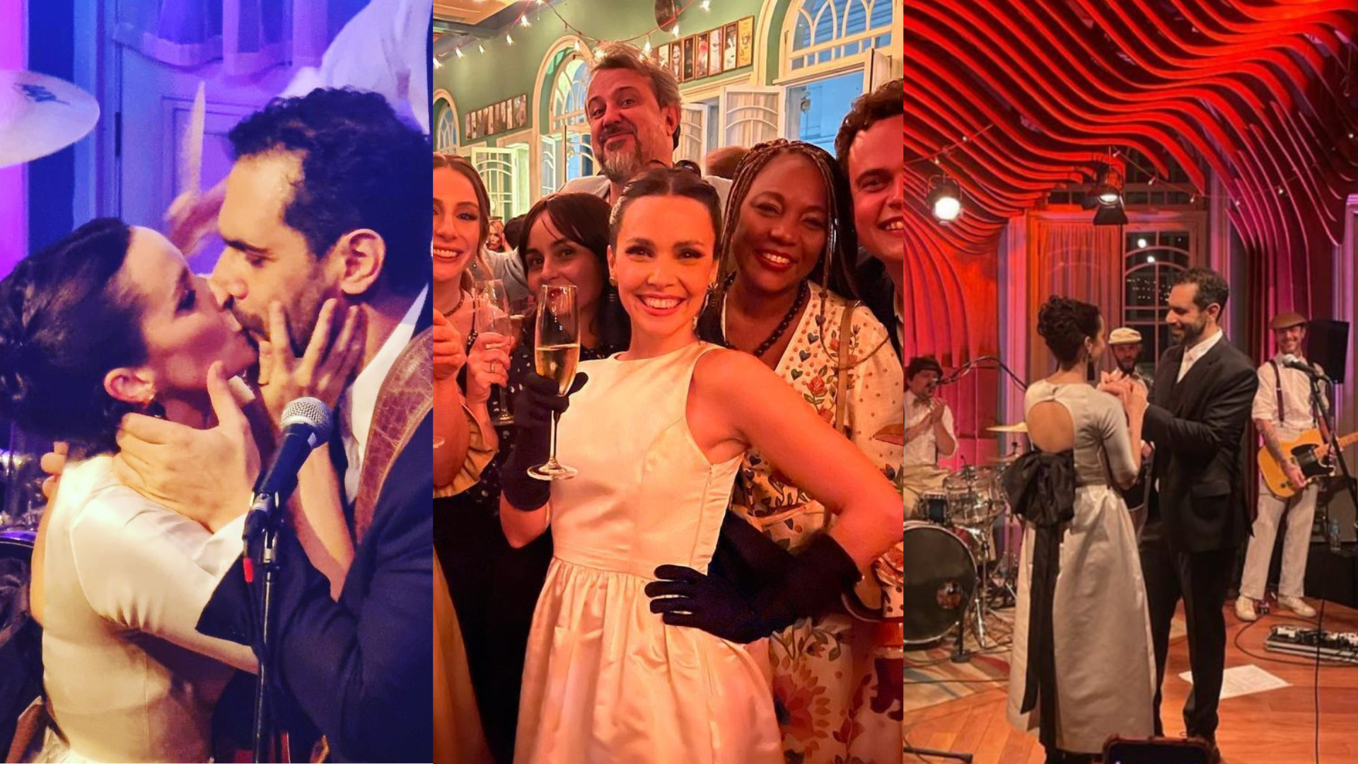 Débora Falabella tem casamento com direito a vestido de noiva nada tradicional e muitos famosos
