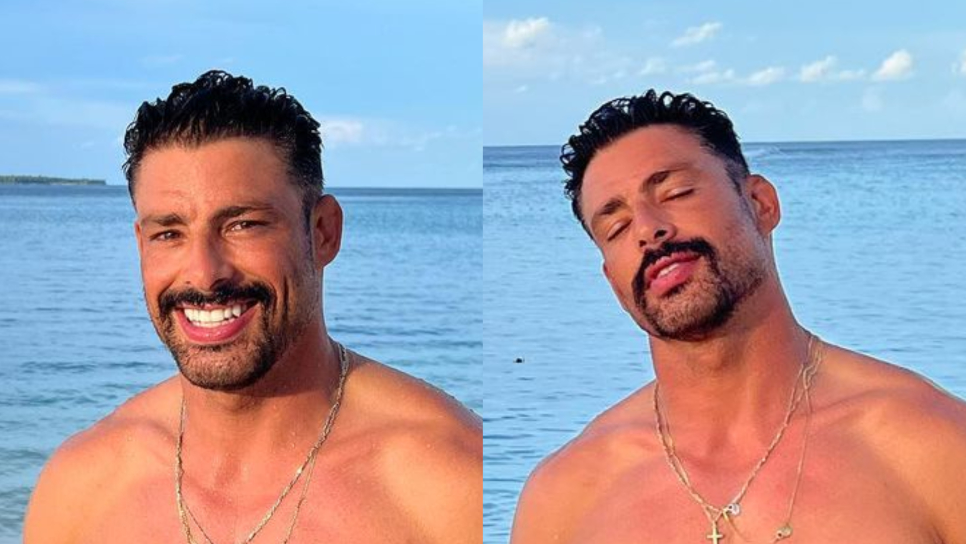 Cauã Reymond exibe corpo musculoso sem camisa e deixa web babando: ”Que monumento”