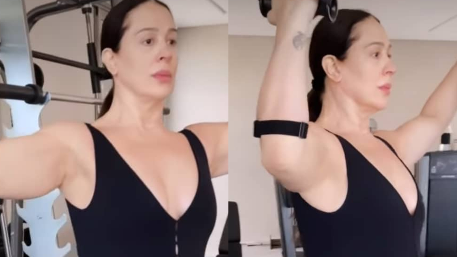 De macacão, Claudia Raia exibe barriga estourando na academia: ”A mãe tá on”