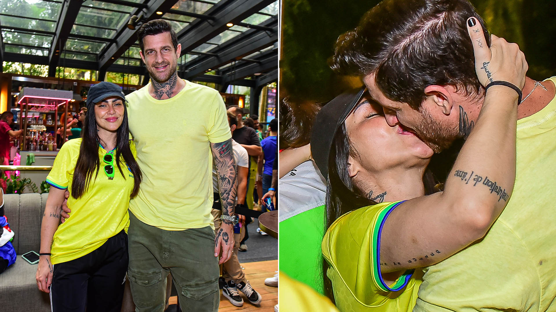 Cleo dá beijão no marido em torcida na Copa do Mundo do Catar